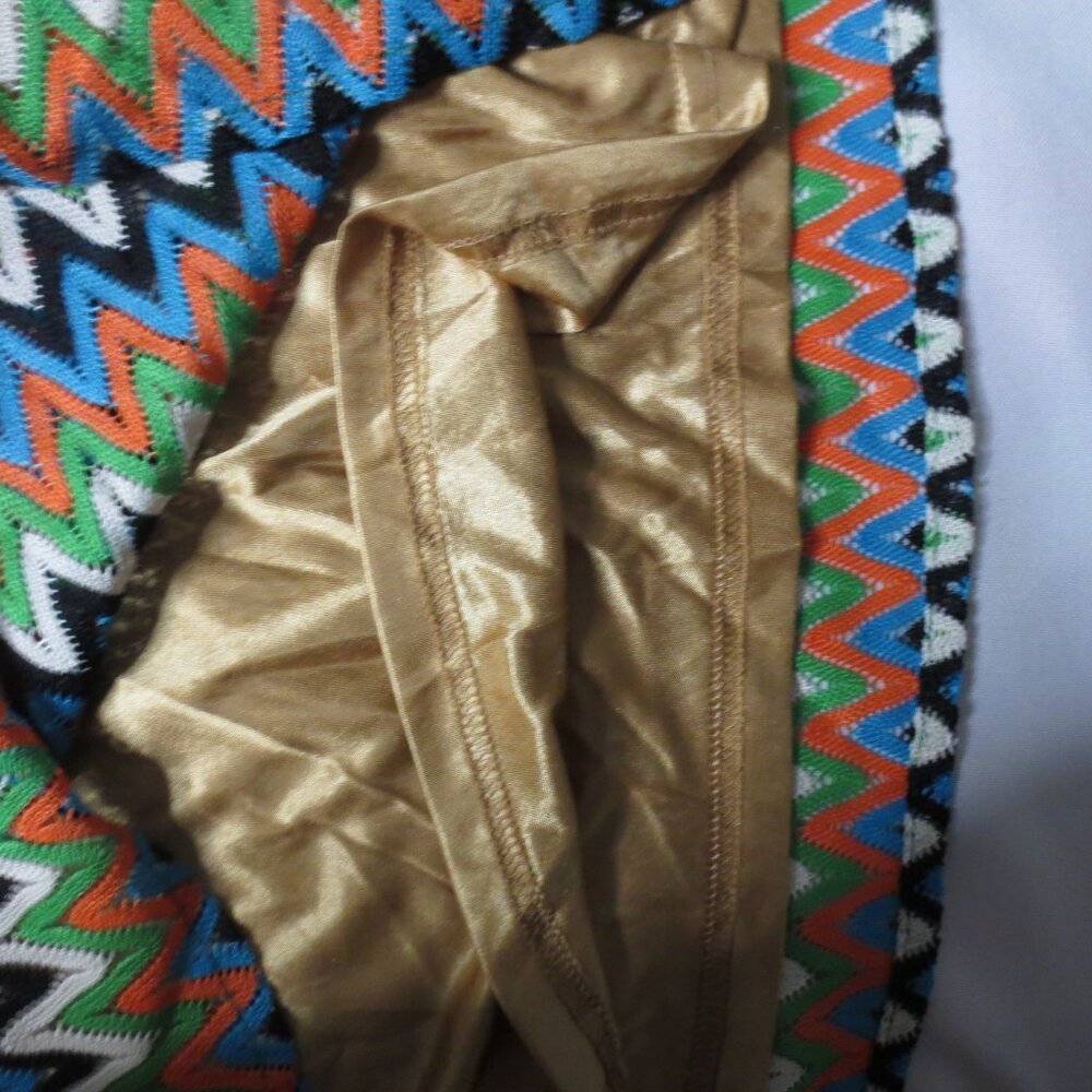 4/$14 C. LUCE womens DRESS green CHEVRON orange GOLD boho UNIQUE lined SIZE S - Picture 9 of 12